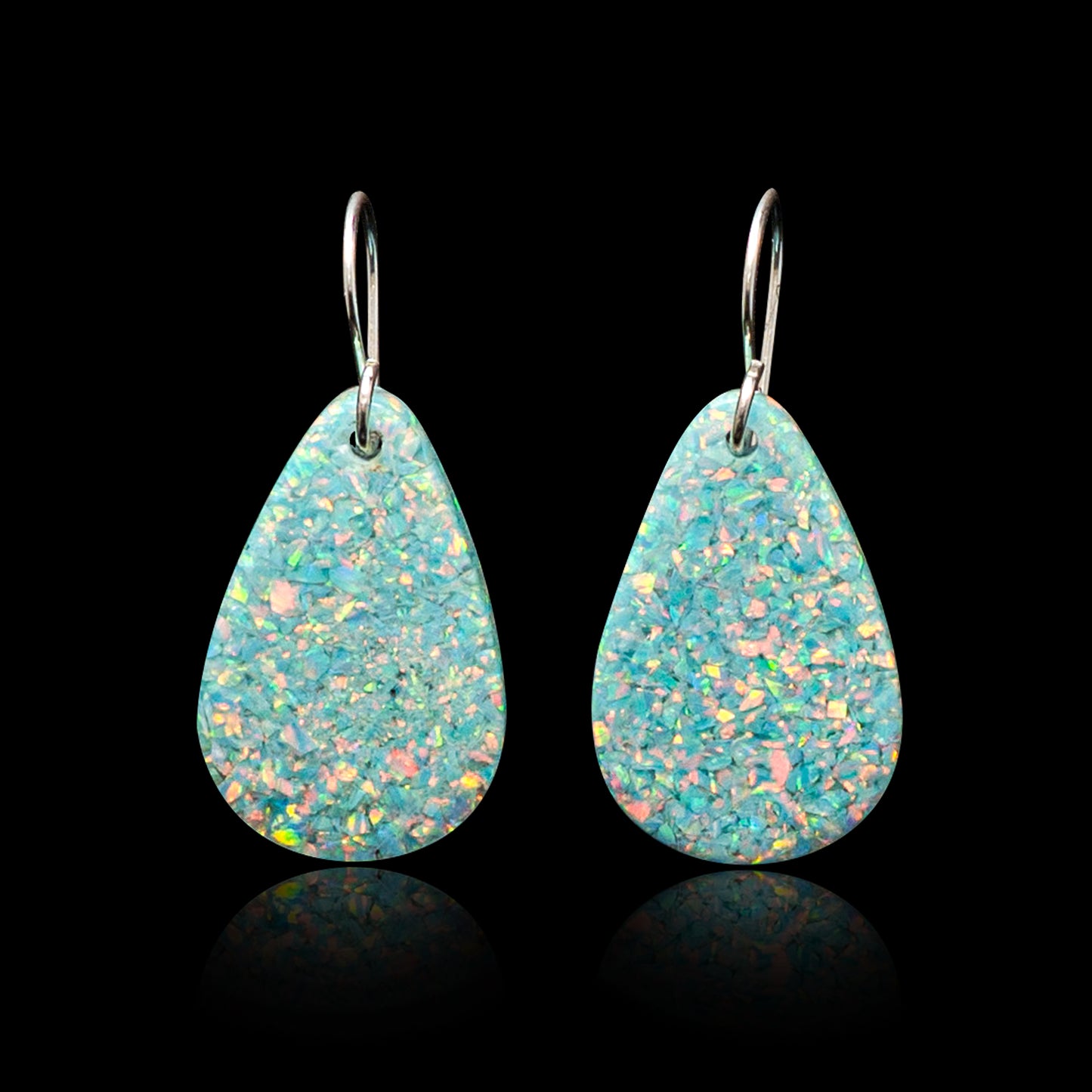 Aqua Blue Opal Teardrop Earring, Small