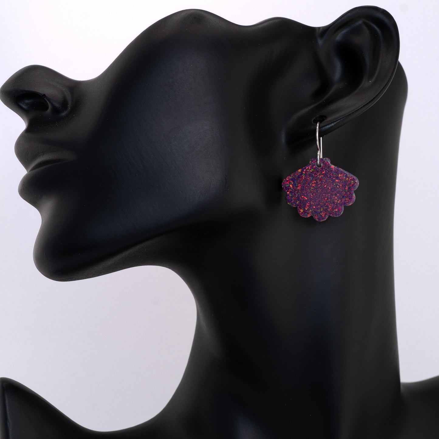 Magenta Opal Sea Shell Earring