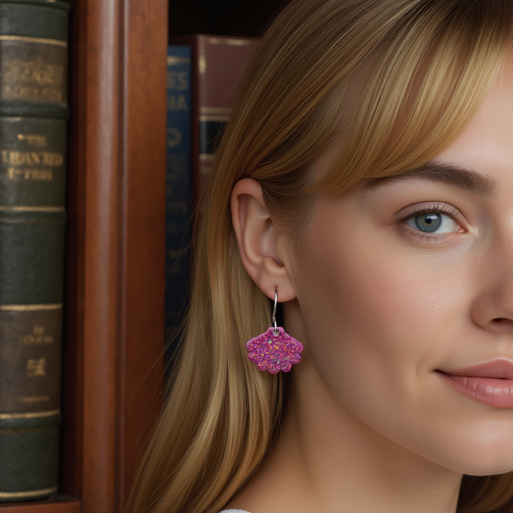 Magenta Opal Sea Shell Earring