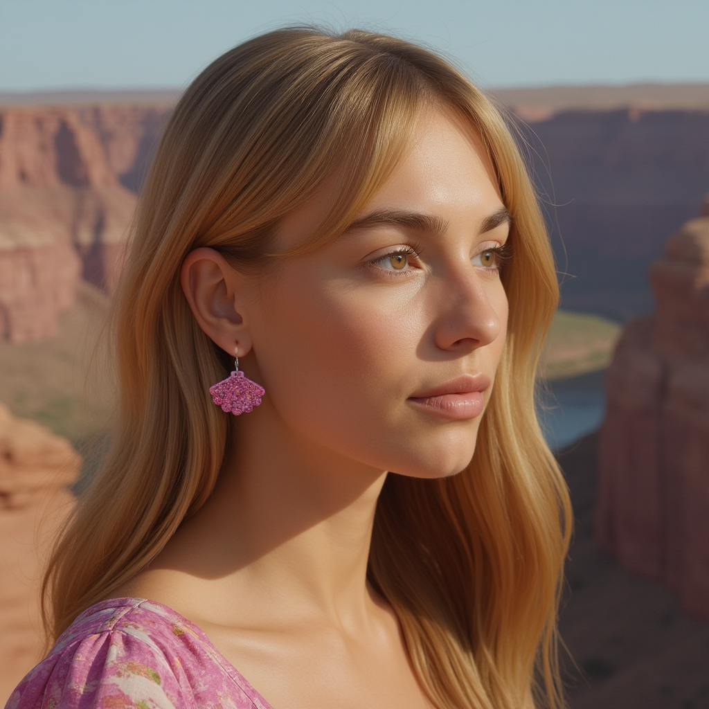 Magenta Opal Sea Shell Earring