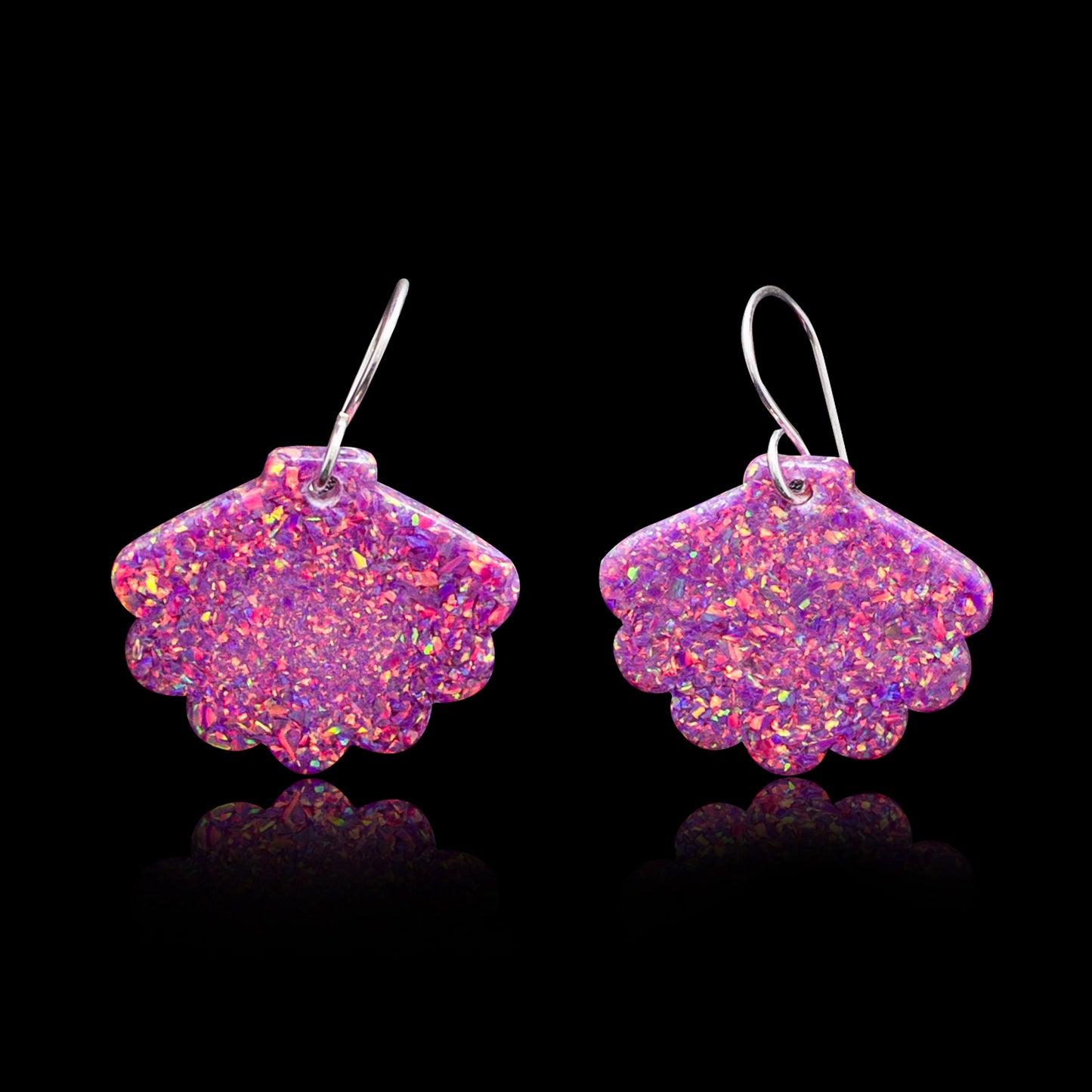 Magenta Opal Sea Shell Earring