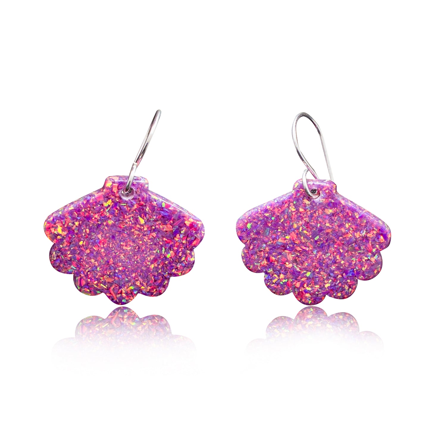 Magenta Opal Sea Shell Earring