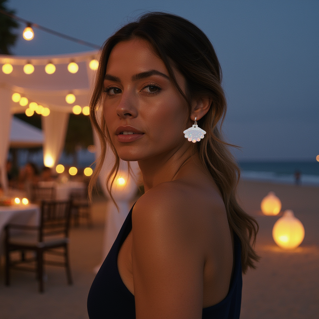 White Opal Sea Shell Earring