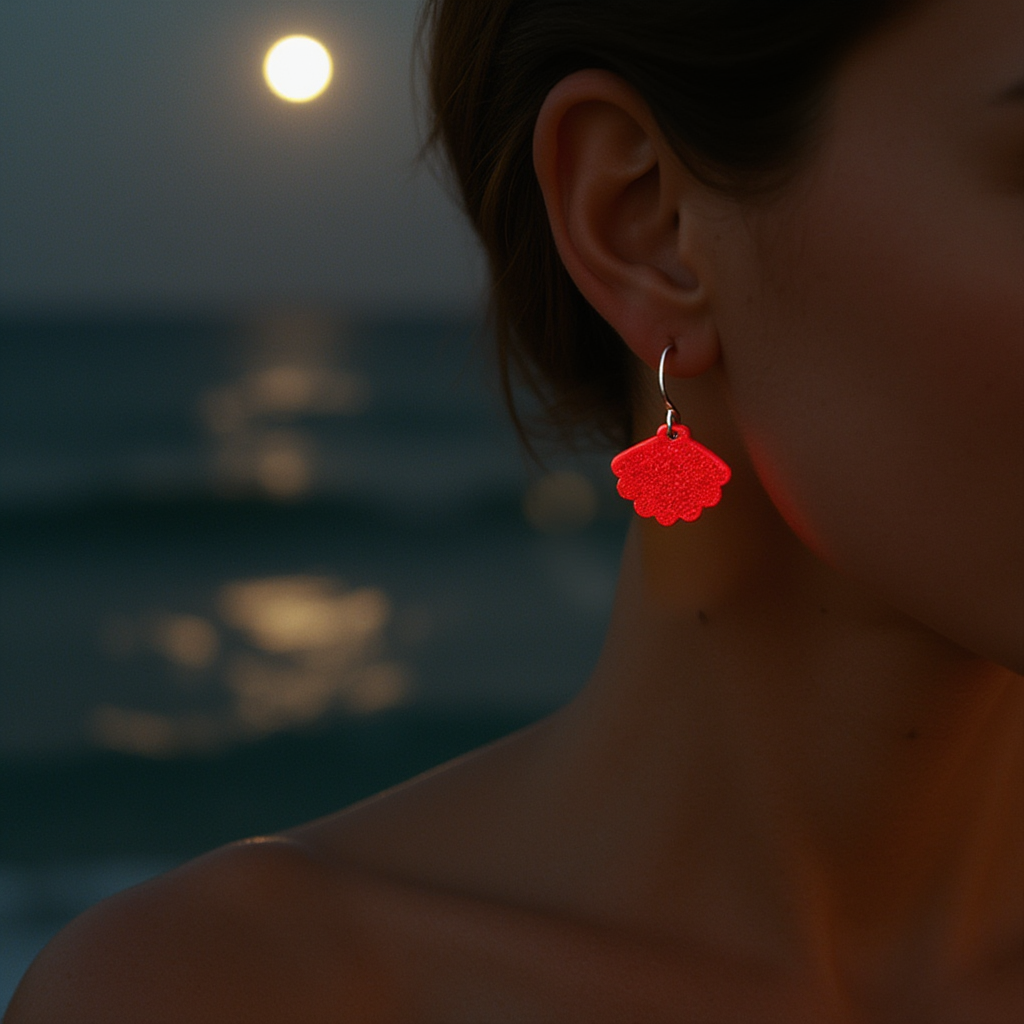 Red Opal Sea Shell Earring