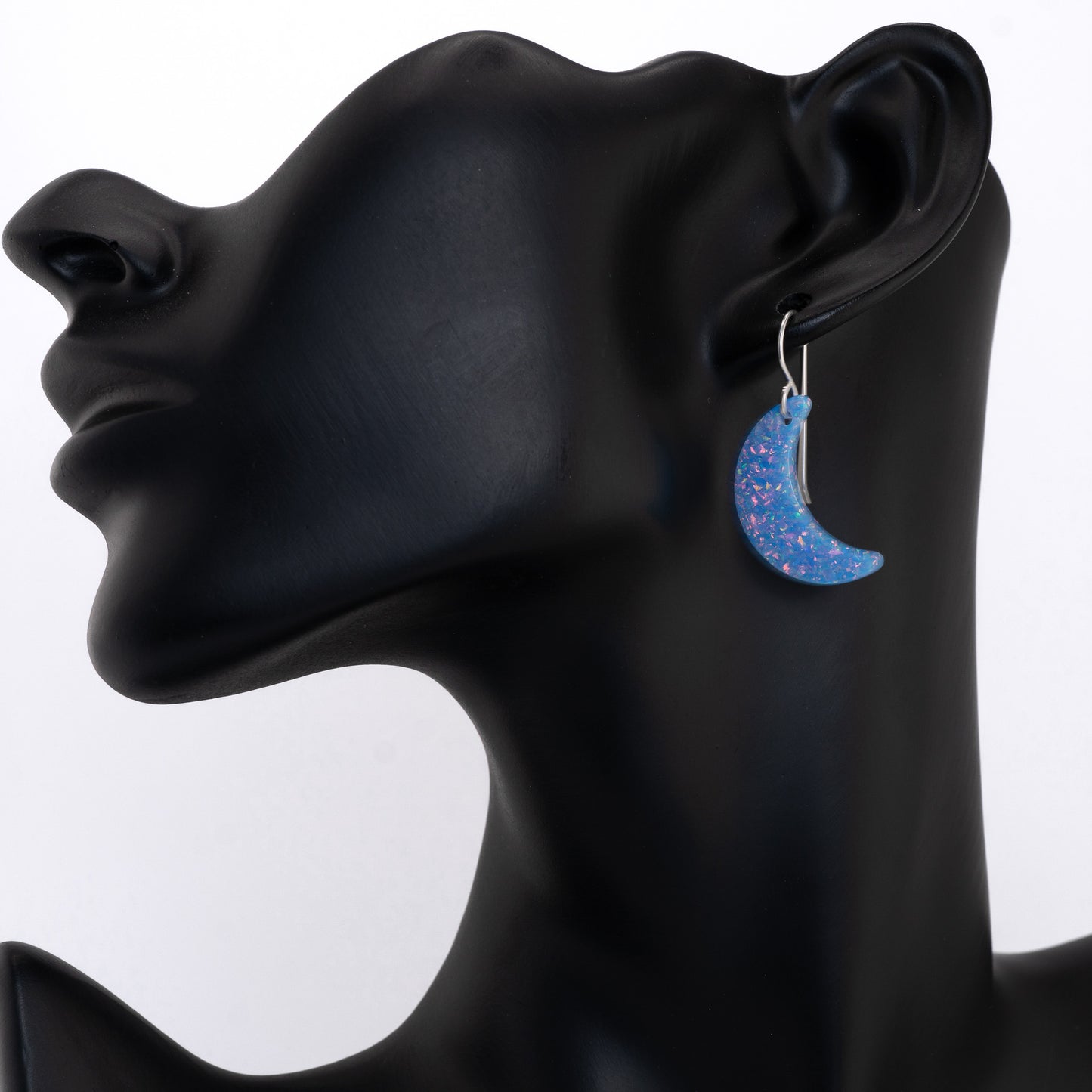 Bermuda Blue Opal Moon Earring