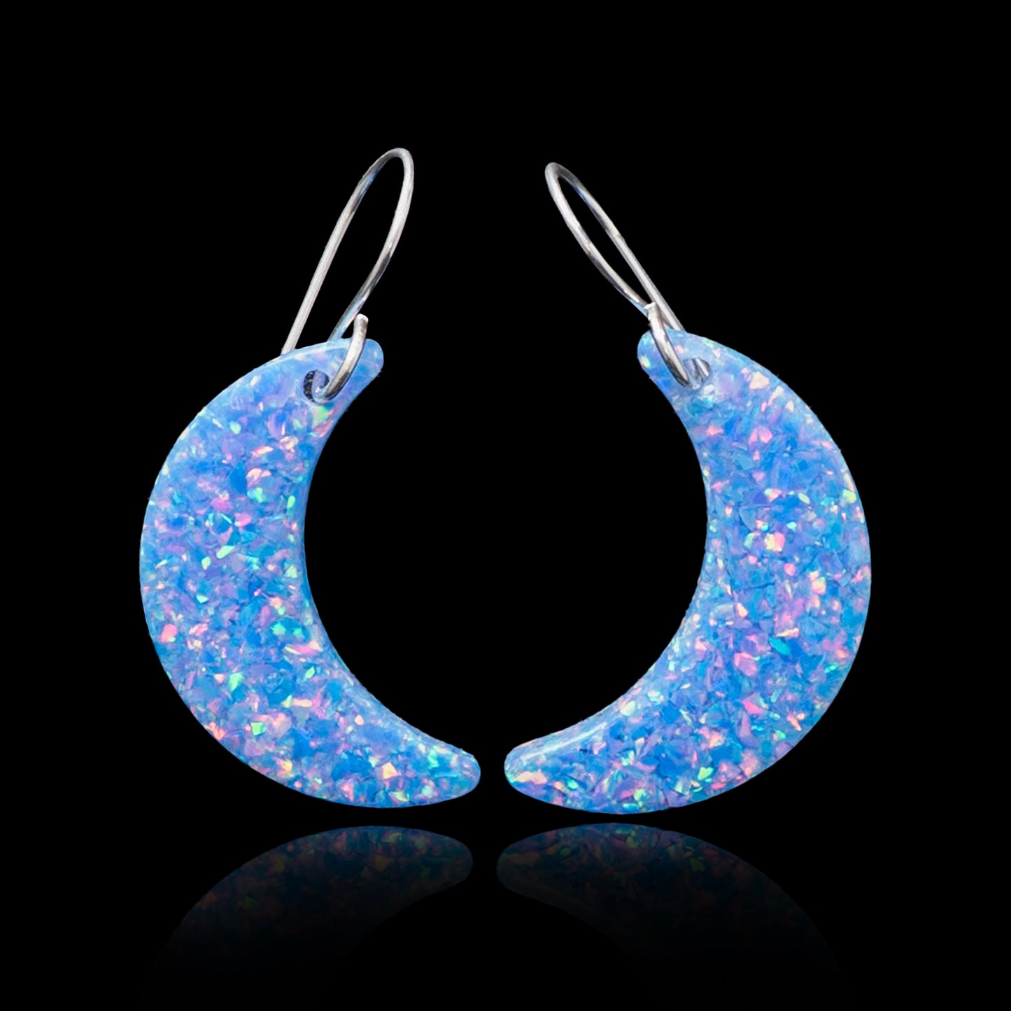 Bermuda Blue Opal Moon Earring