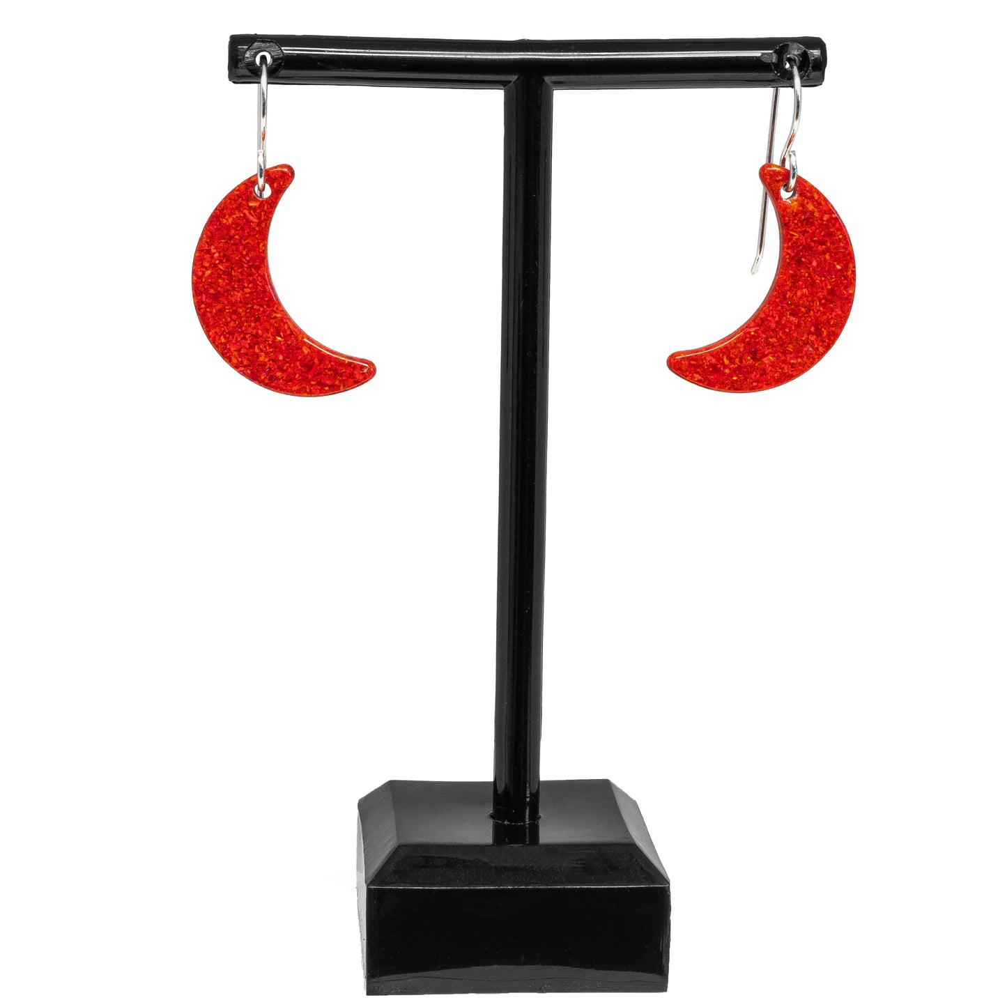 Red Opal Moon Earring
