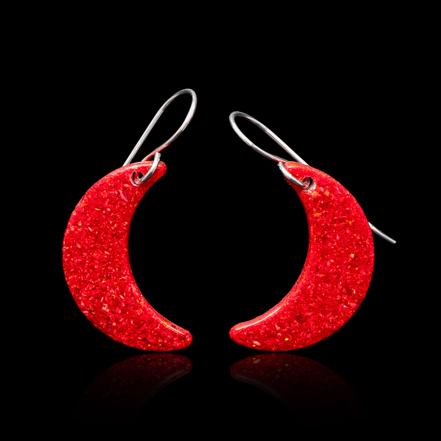 Red Opal Moon Earring