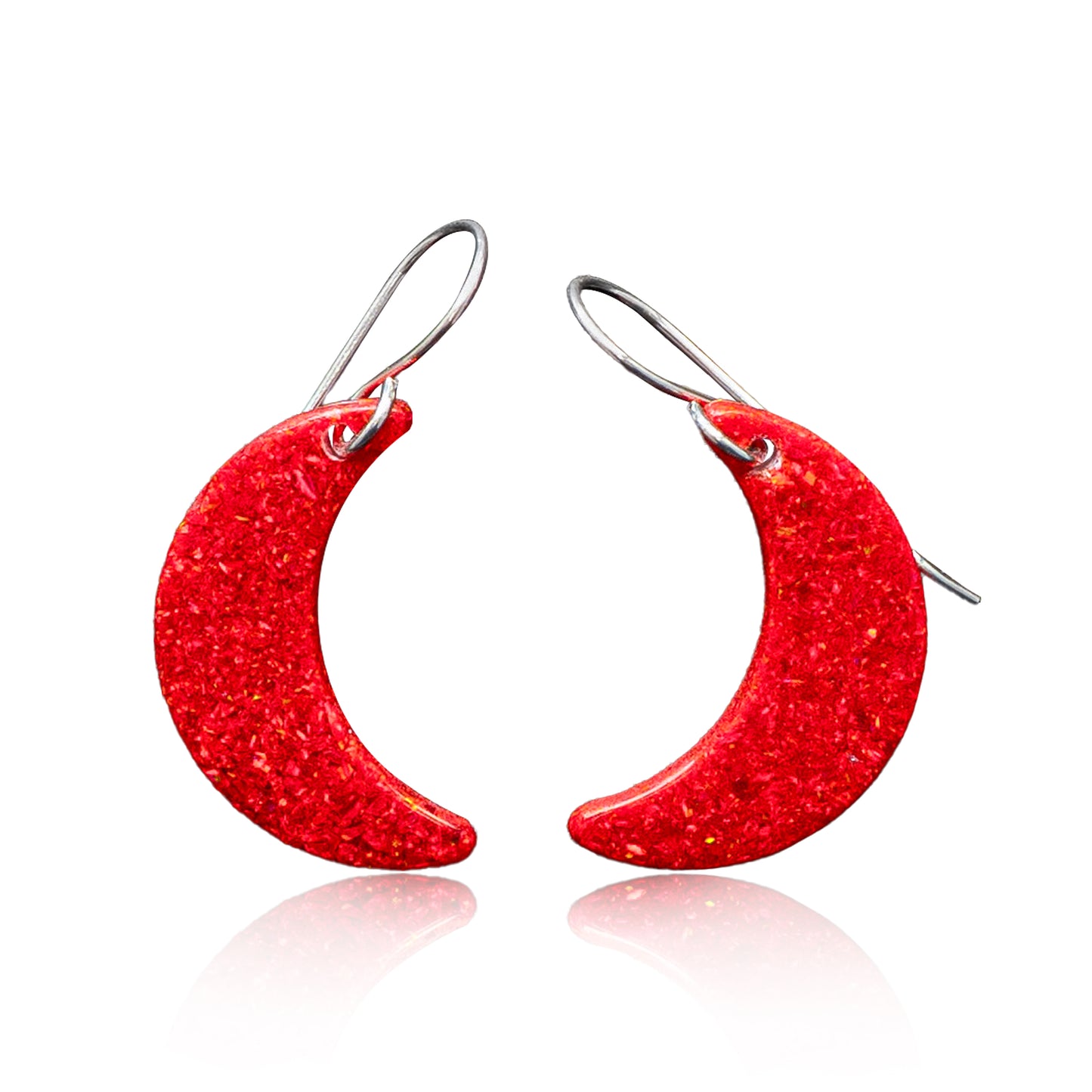 Red Opal Moon Earring