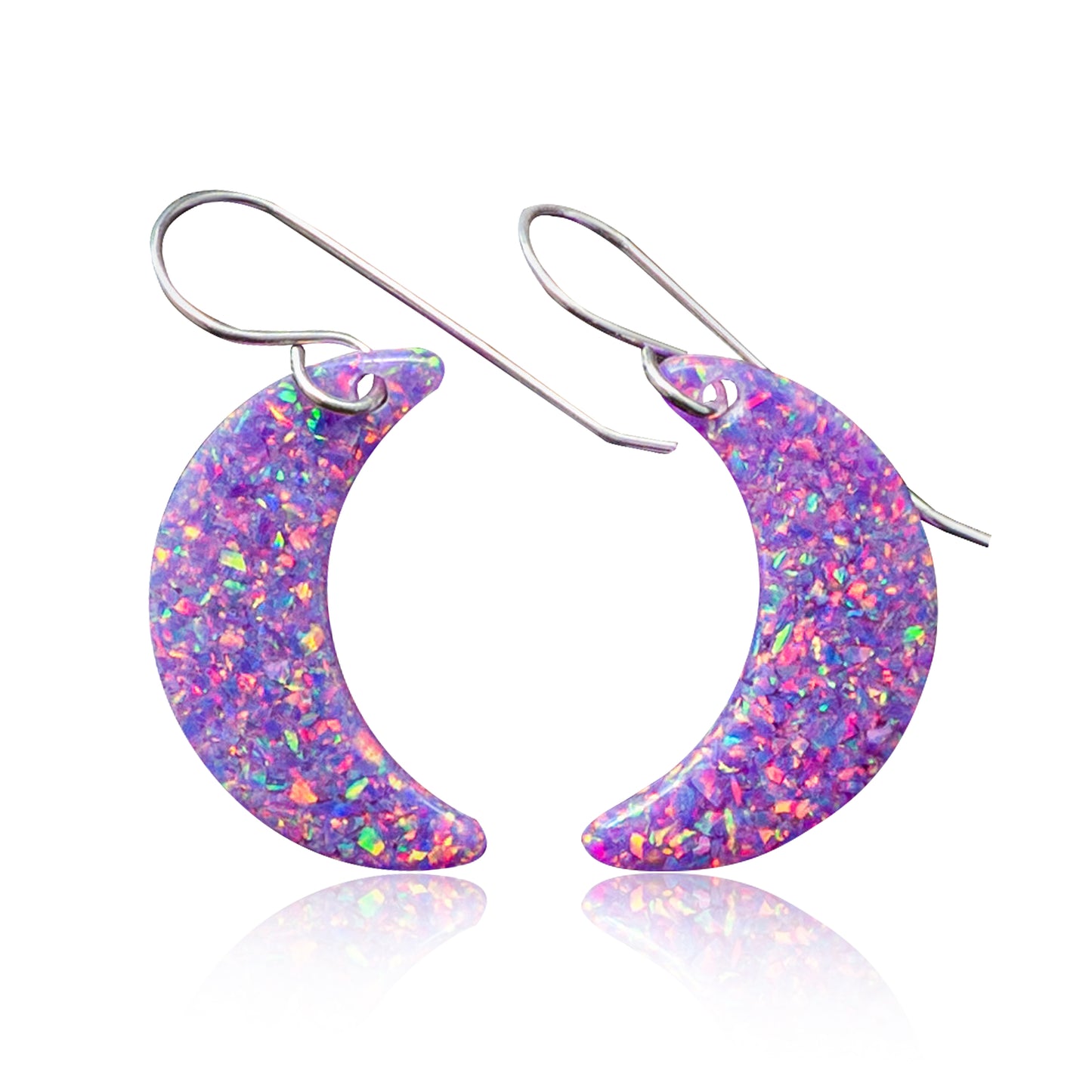 Purple Opal Moon Earring