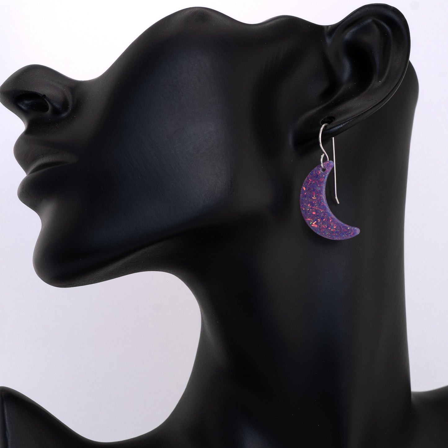 Purple Opal Moon Earring