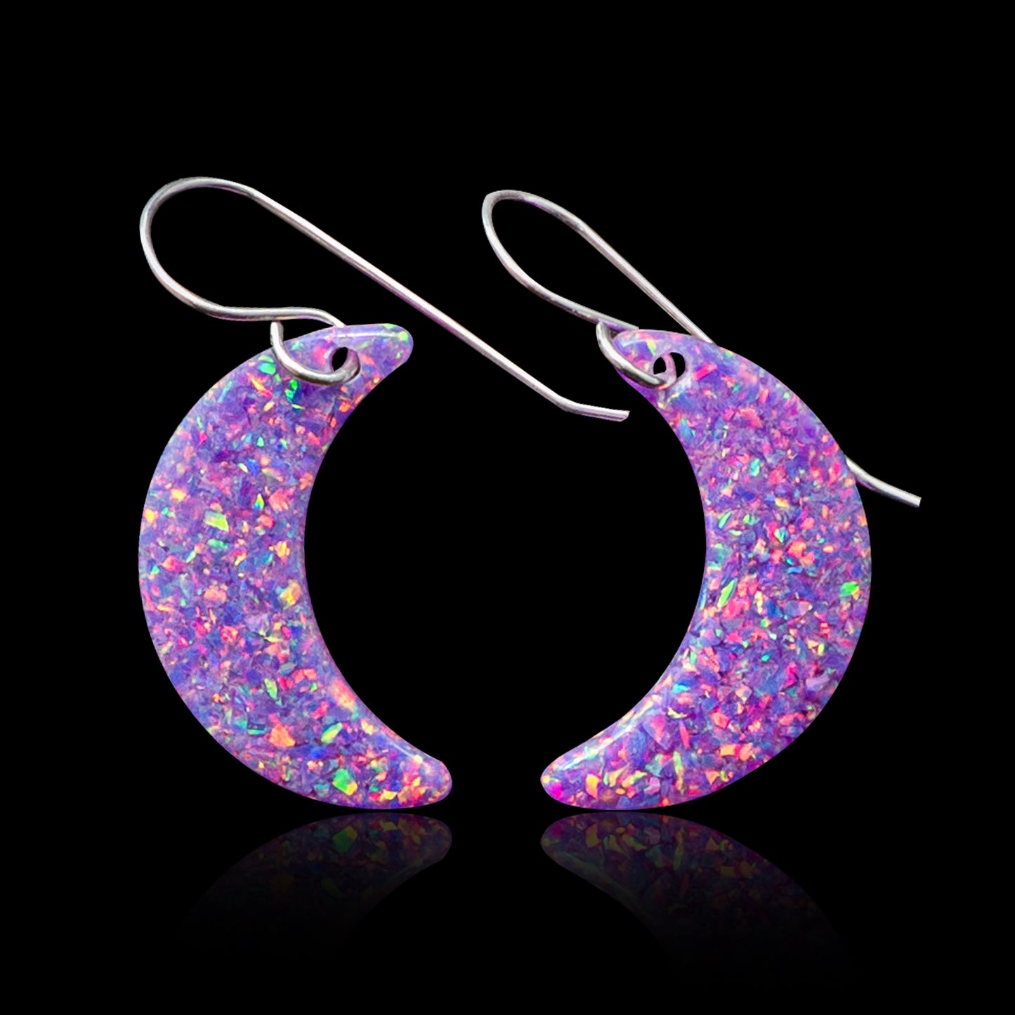 Purple Opal Moon Earring