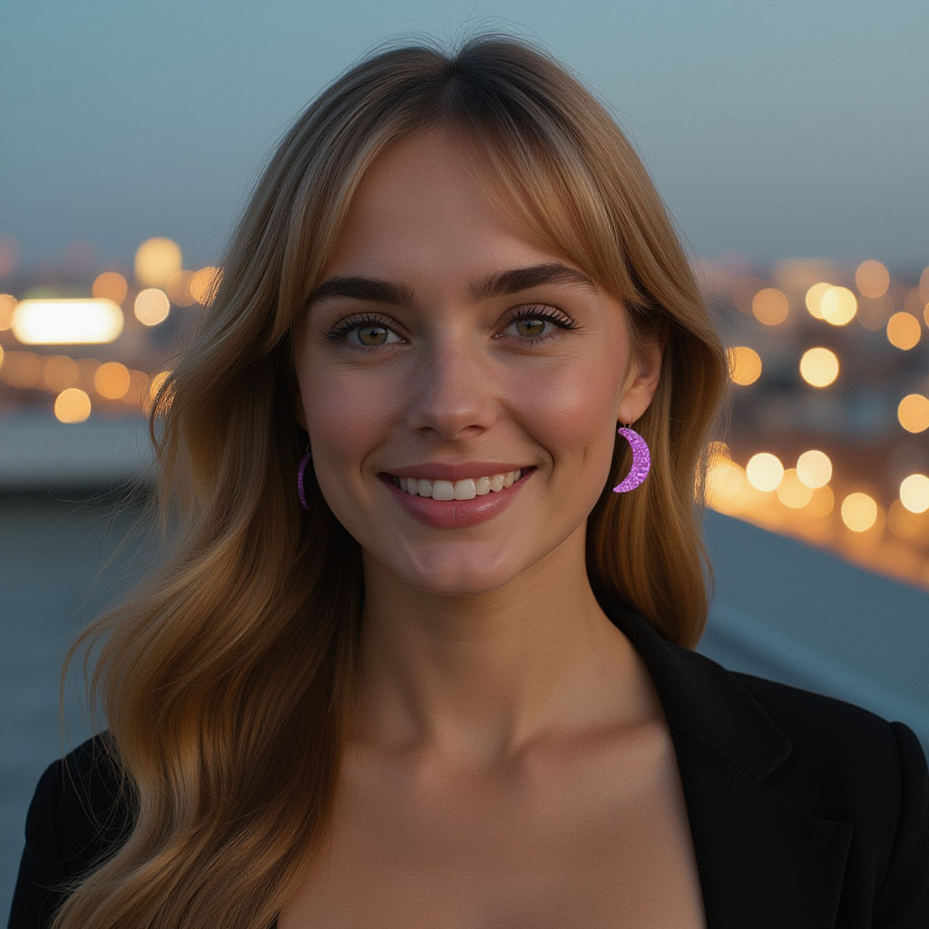 Purple Opal Moon Earring