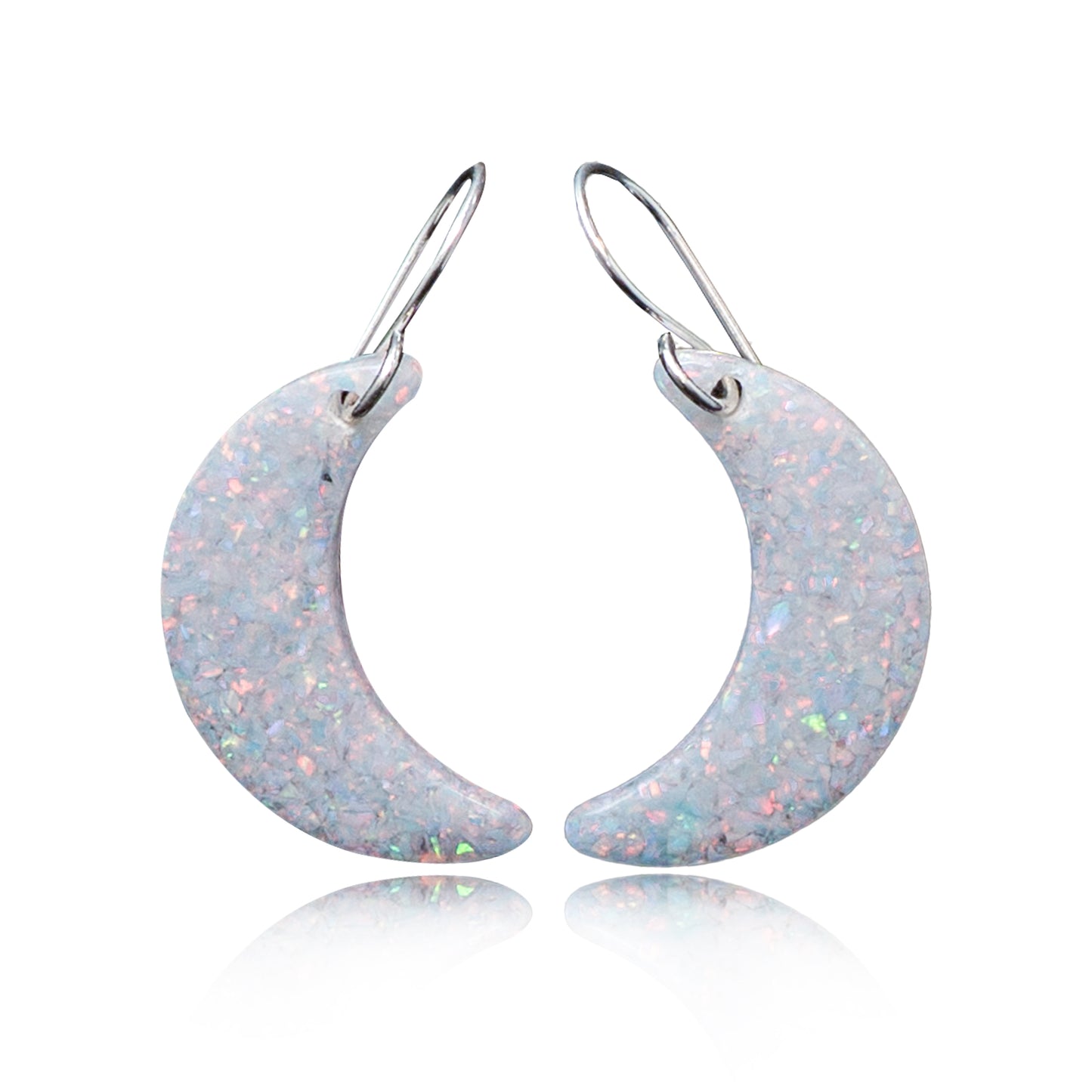 White Opal Moon Earring
