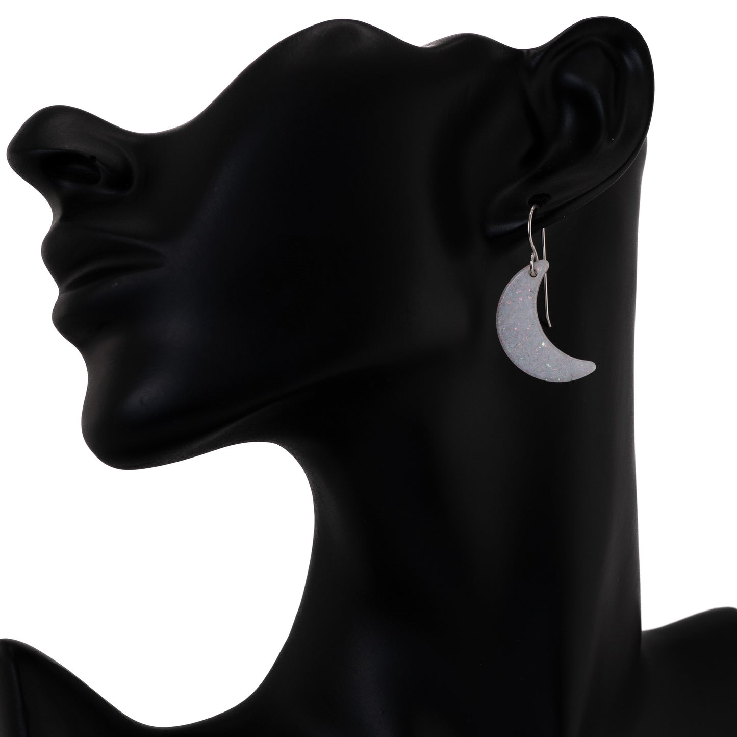 White Opal Moon Earring