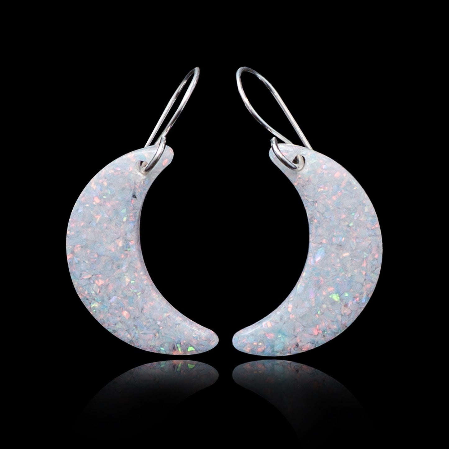 White Opal Moon Earring