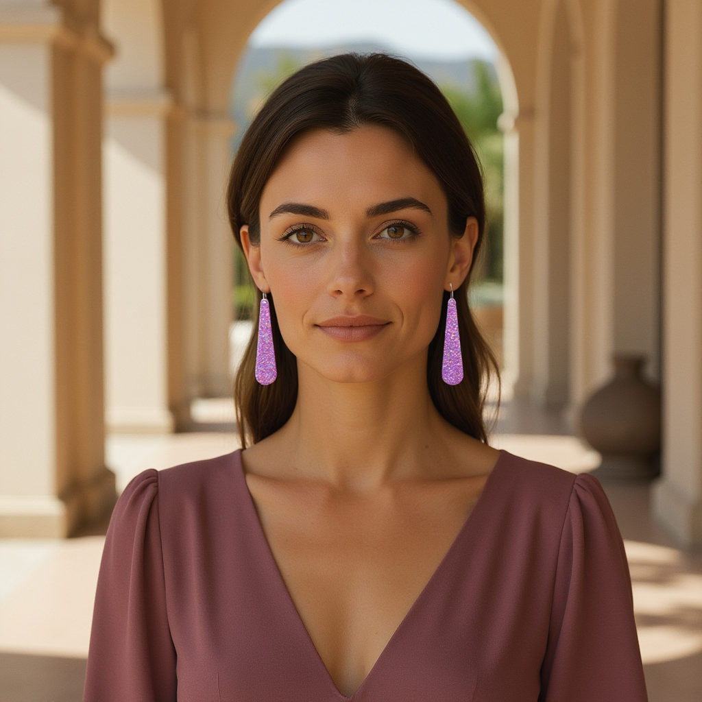 Purple Opal Teardrop Earring, Long