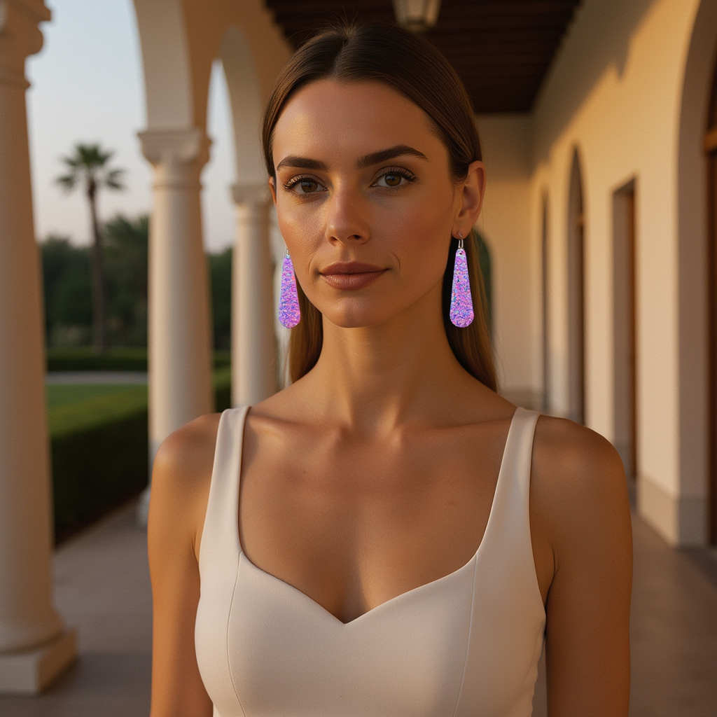 Purple Opal Teardrop Earring, Long