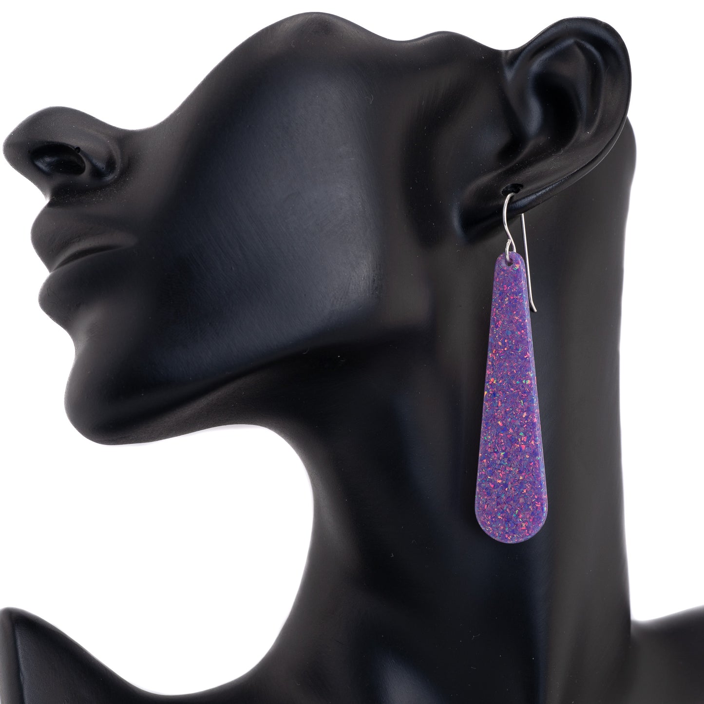 Purple Opal Teardrop Earring, Long