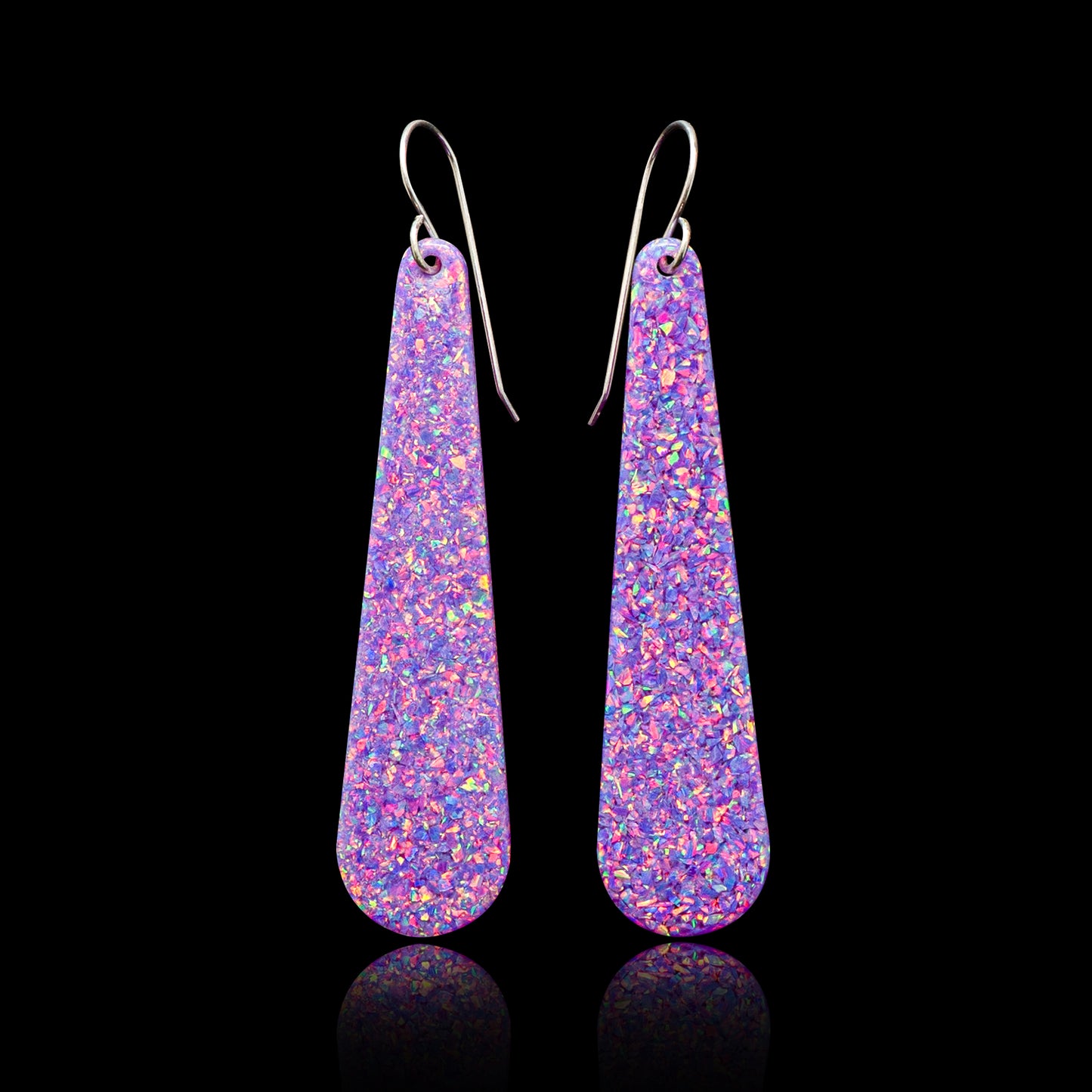 Purple Opal Teardrop Earring, Long