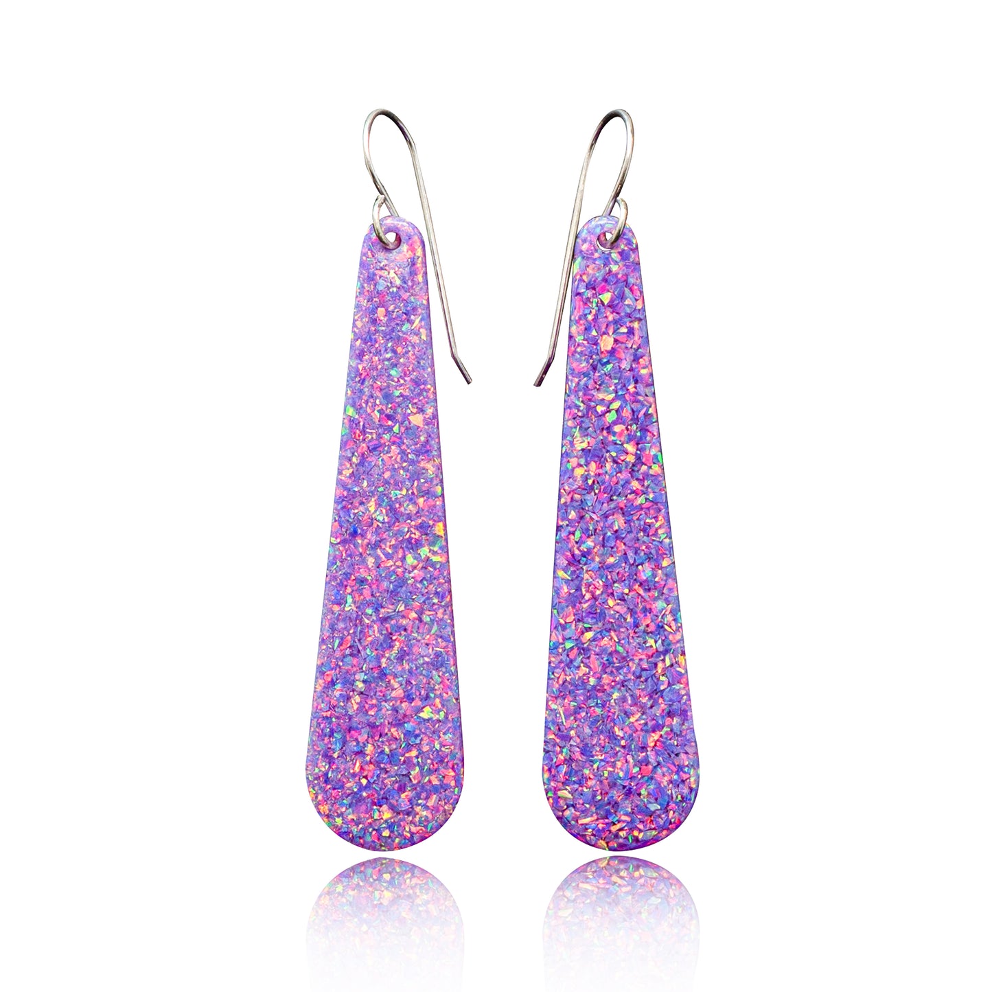 Purple Opal Teardrop Earring, Long