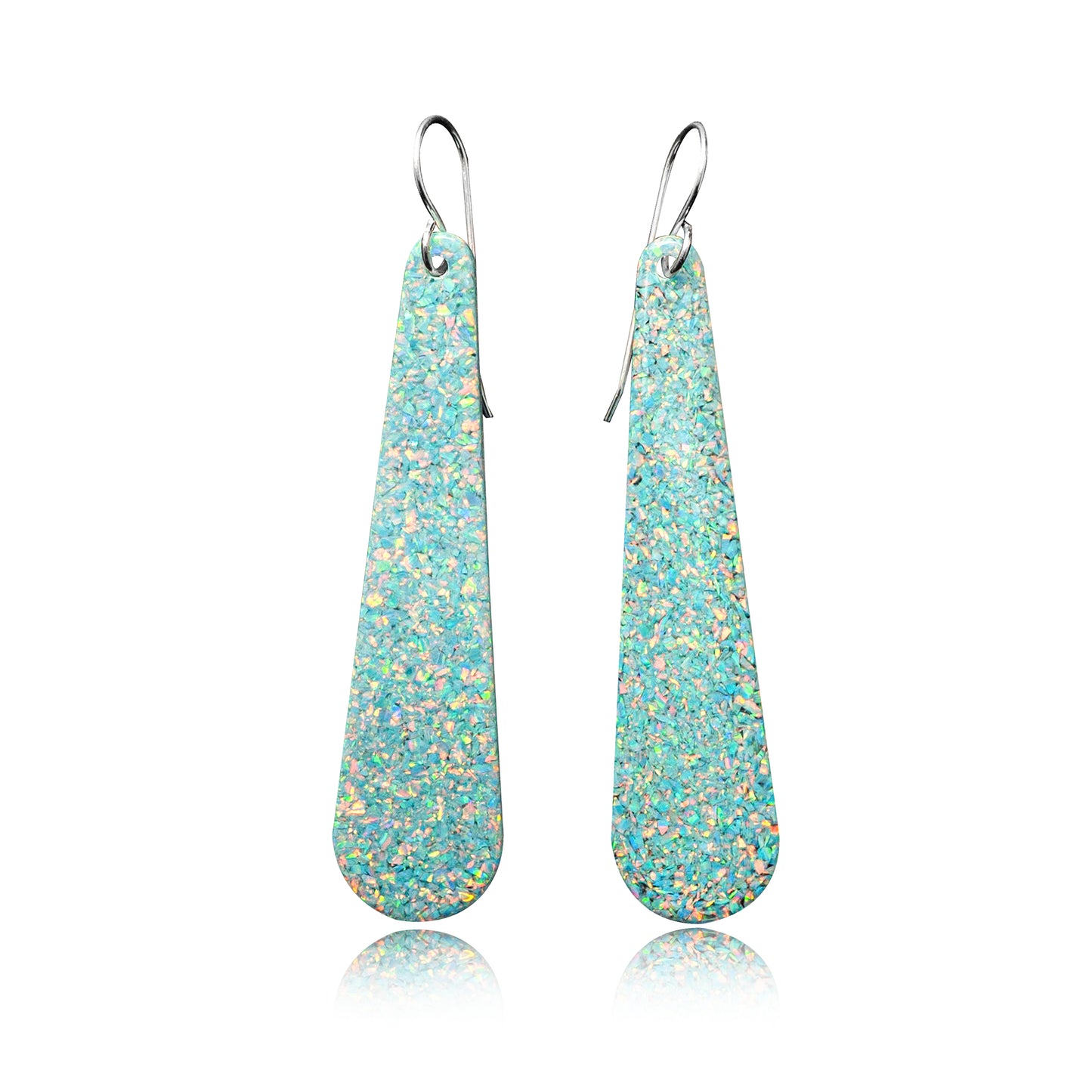 Aqua Opal Teardrop Earring, Long