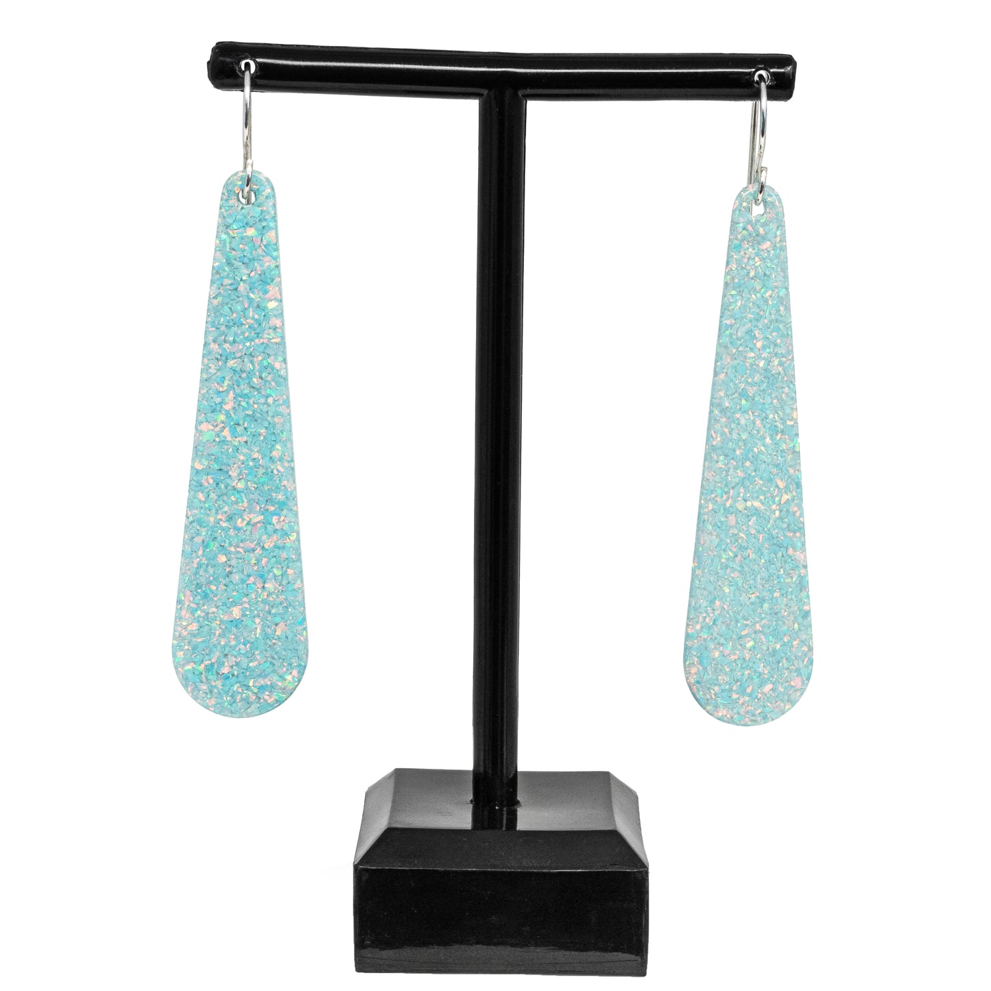 Aqua Opal Teardrop Earring, Long