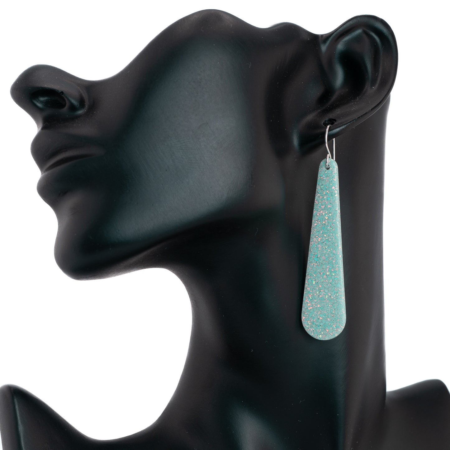 Aqua Opal Teardrop Earring, Long