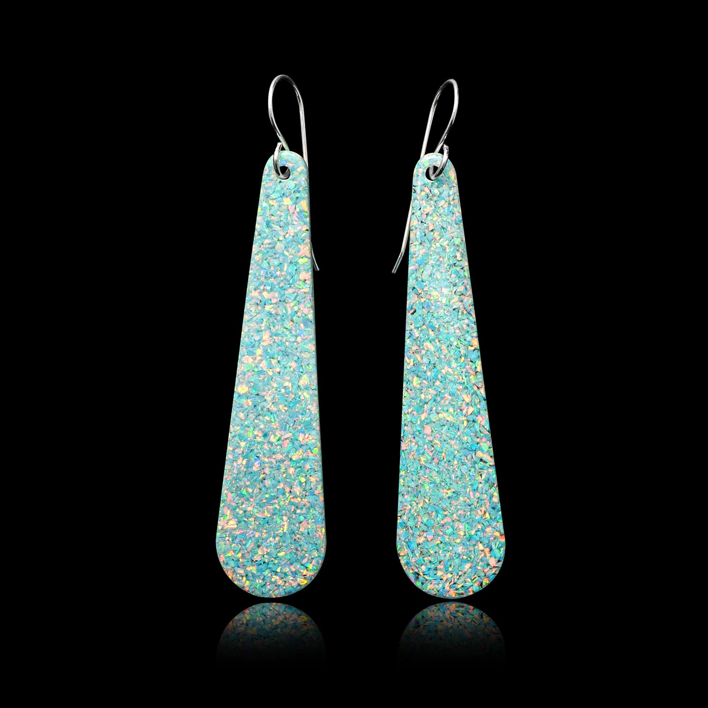 Aqua Opal Teardrop Earring, Long