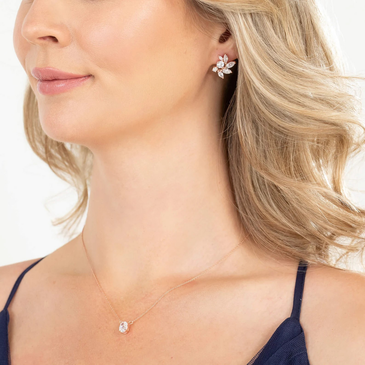 Rose Gold CZ Bridal Earrings