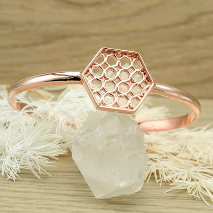 Rose Gold Hex Filigree Bracelet