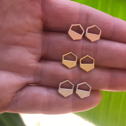 Rose Gold Hexagon Cutout Earrings