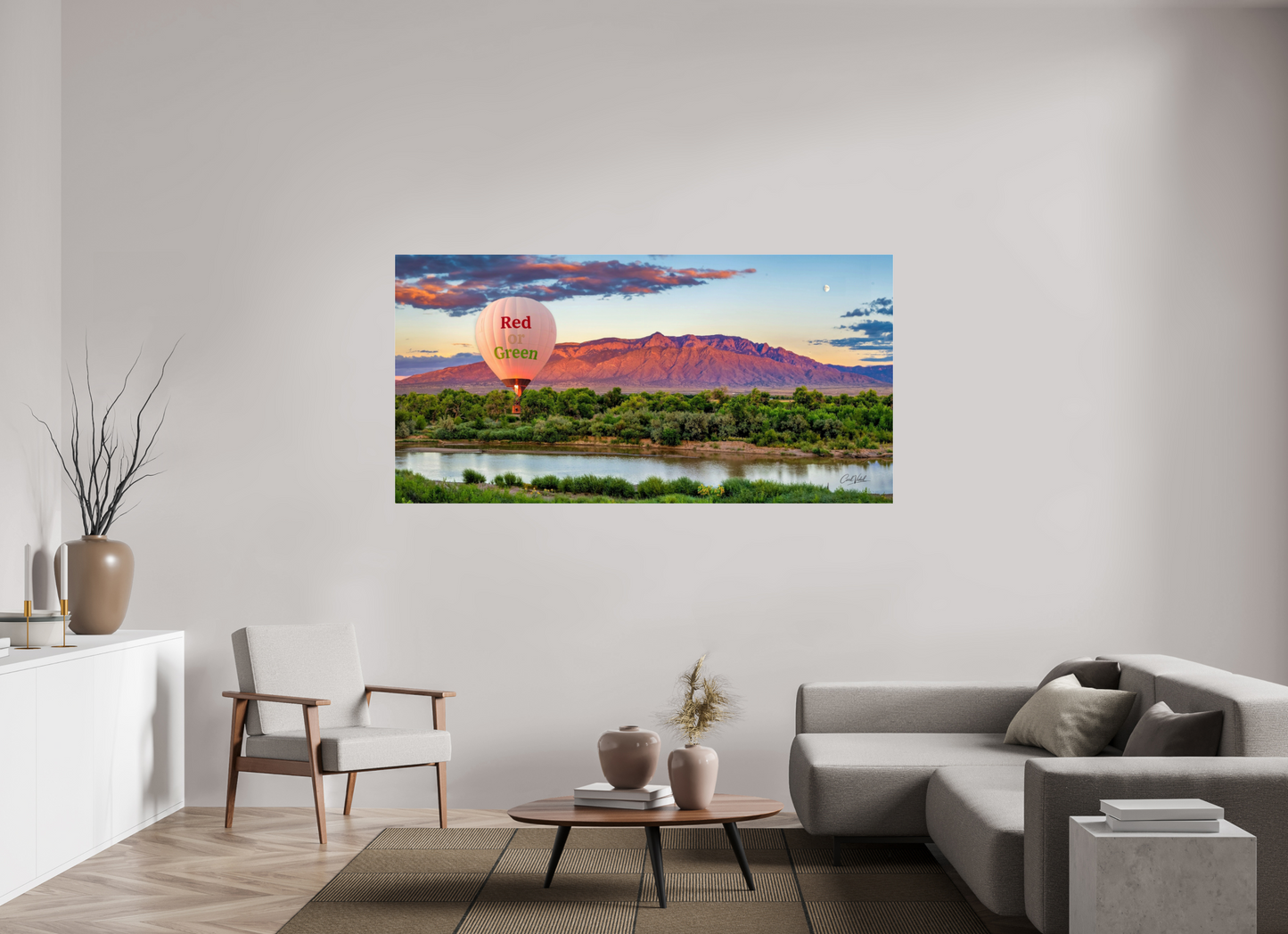 78 x 39″, Photo Print Under Acrylic Glass Sandia Sunset Fantasy - Red or Green