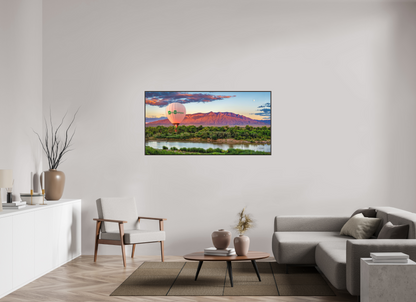 62 x 31″, Modern Aluminum Print with Alder Brown Wood Frame Sandia Sunset Fantasy - Albuquerque Science