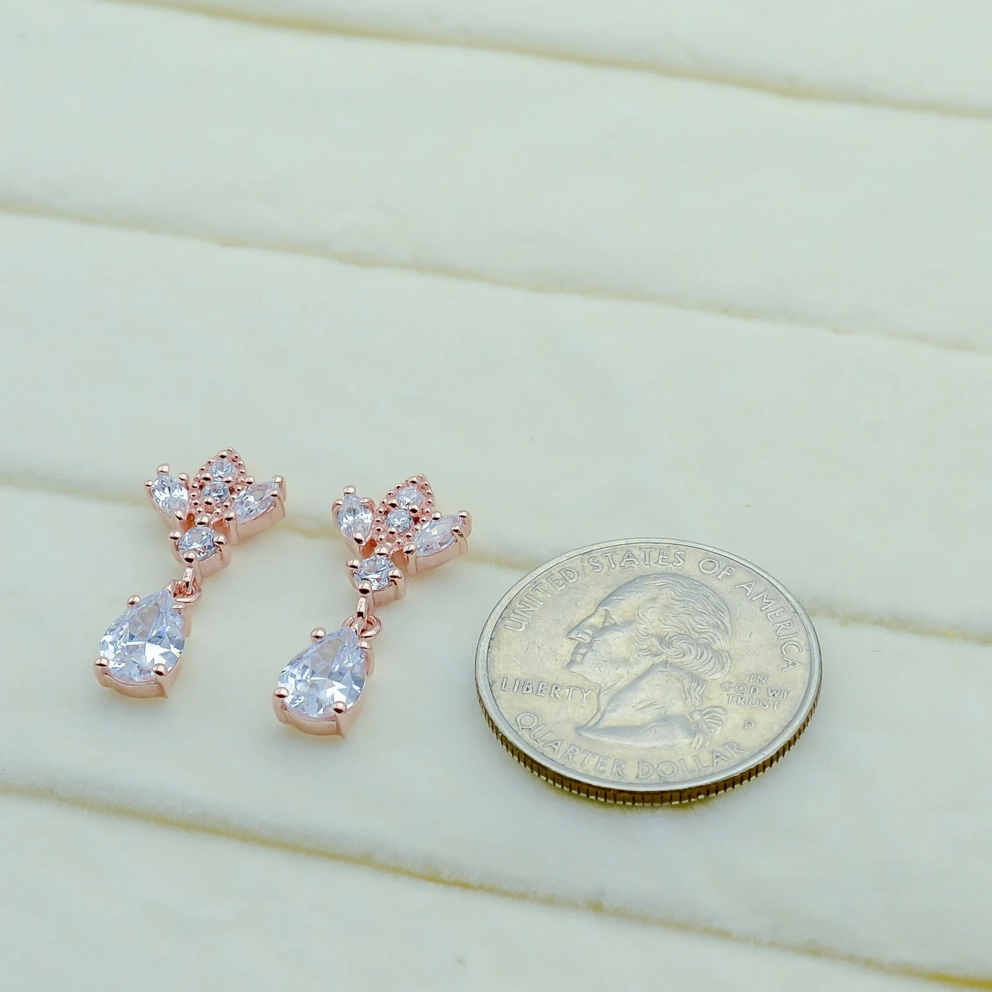 Rose Gold Antique Chandelier CZ Drop Earrings