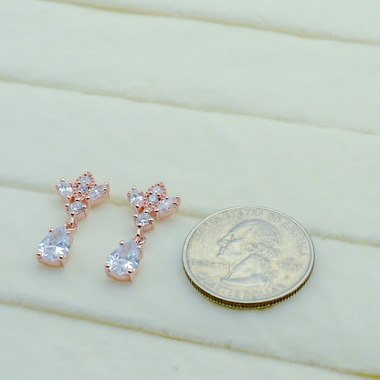 Rose Gold Antique Chandelier CZ Drop Earrings