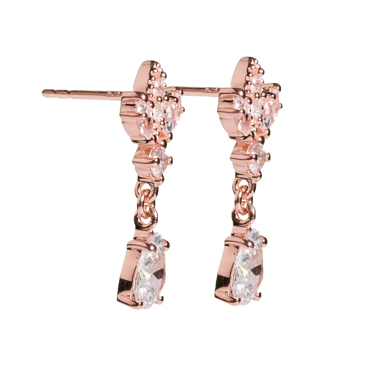 Rose Gold Antique Chandelier CZ Drop Earrings