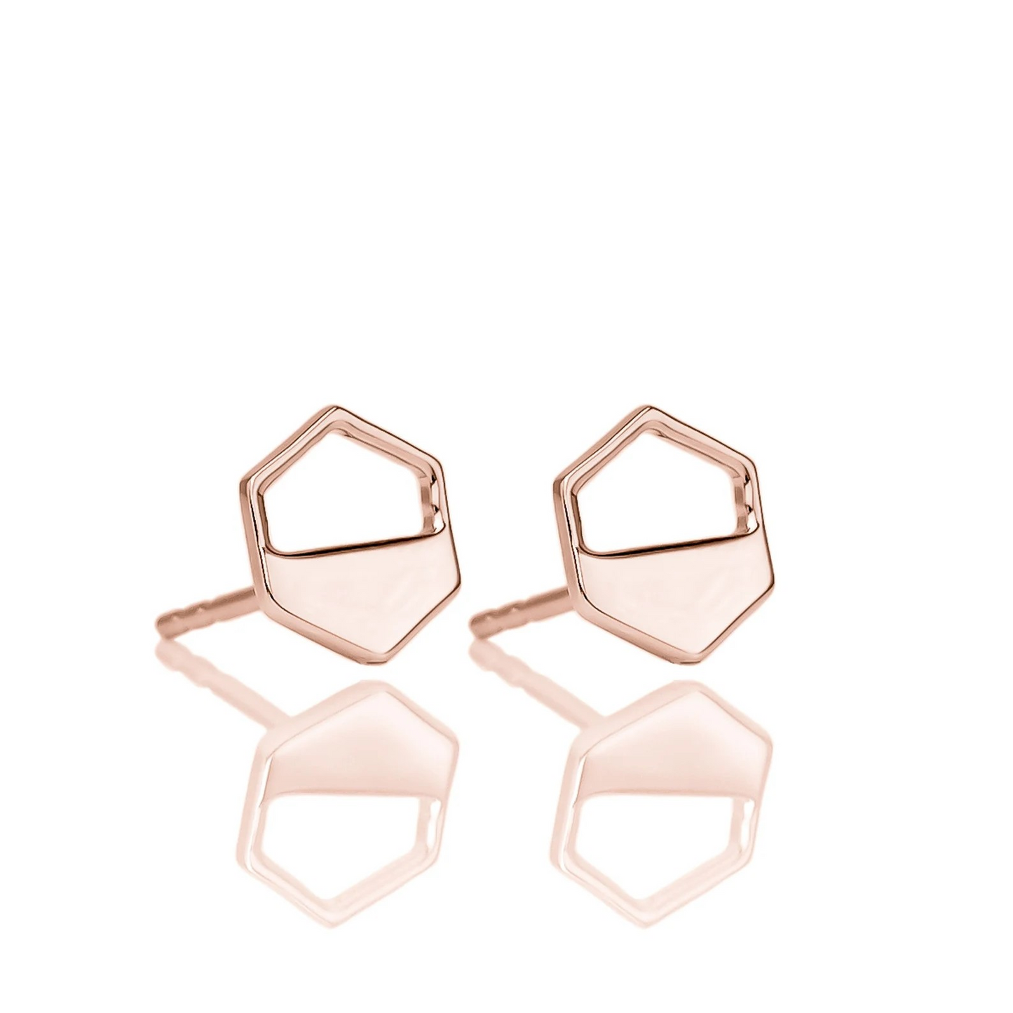 Rose Gold Hexagon Cutout Earrings