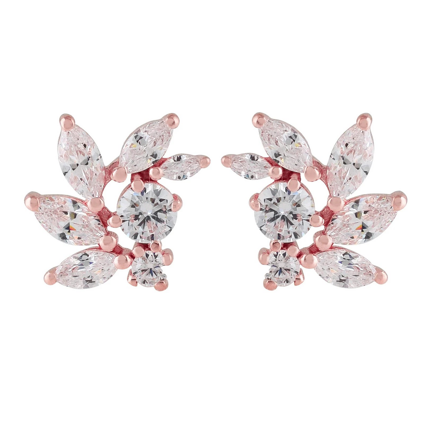 Rose Gold CZ Bridal Earrings