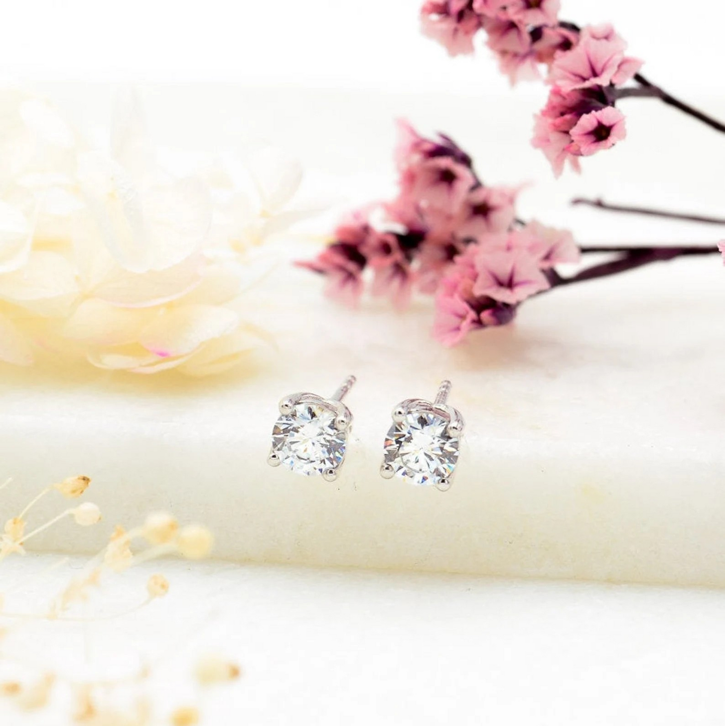 Silver Minimalist CZ Earrings