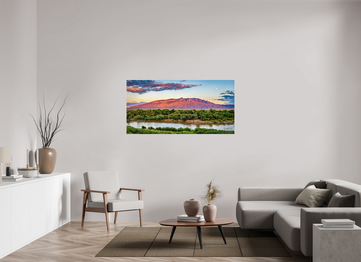 62 x 31″, Photo Print On Fuji Crystal DP II Sandia Sunset Over The Bosque