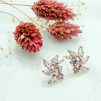 Rose Gold CZ Bridal Earrings