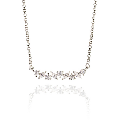 Silver Marquise Crystal Bar Necklace