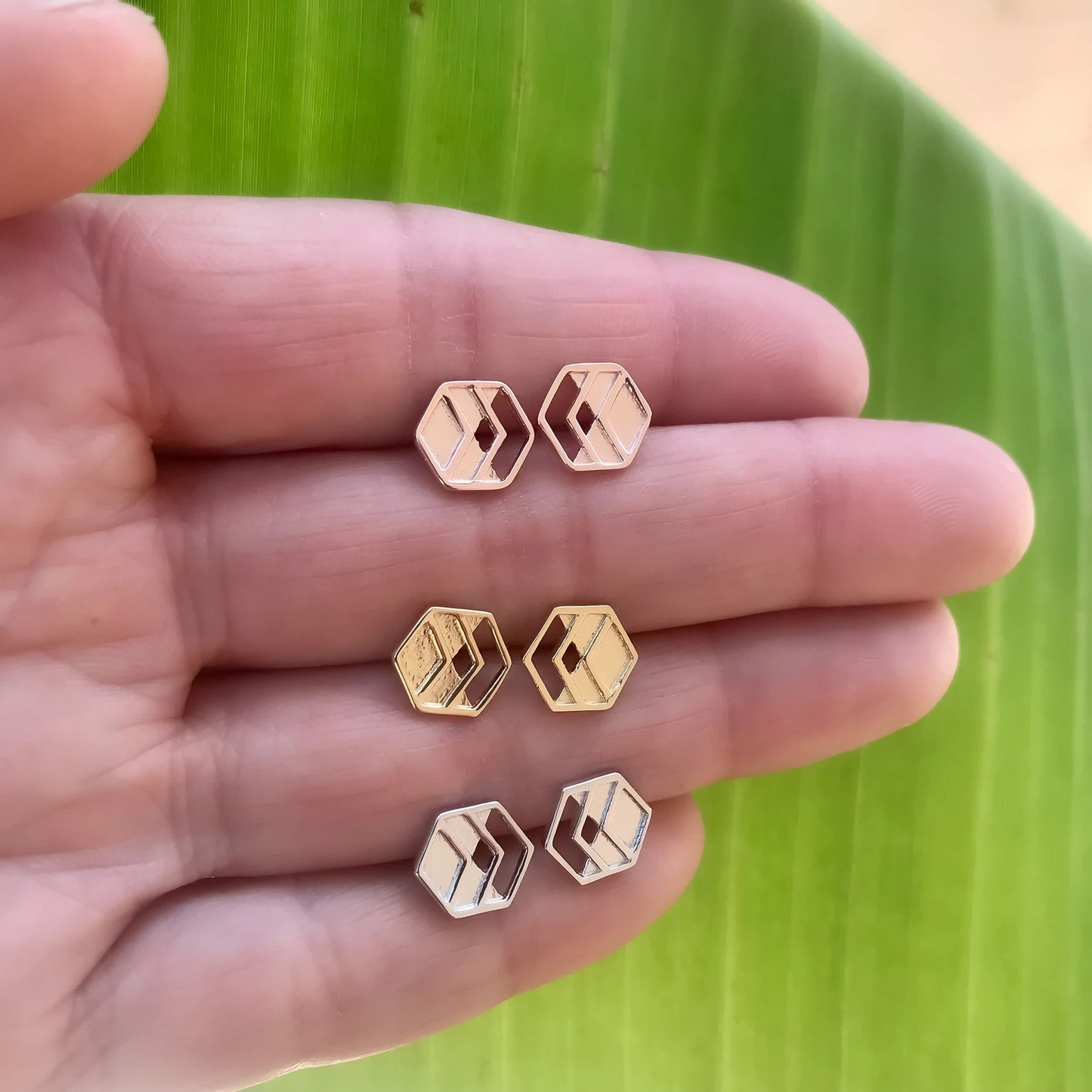 Silver Chevron Stud Earrings