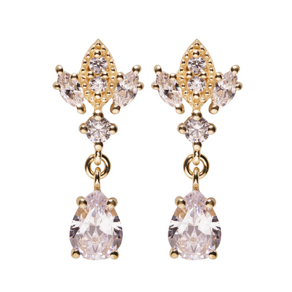 Gold Antique Chandelier CZ Teardrop Earrings