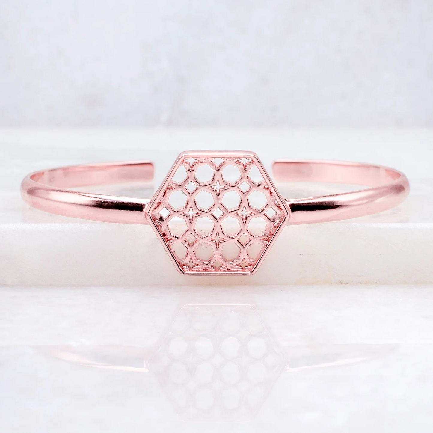 Rose Gold Hex Filigree Bracelet