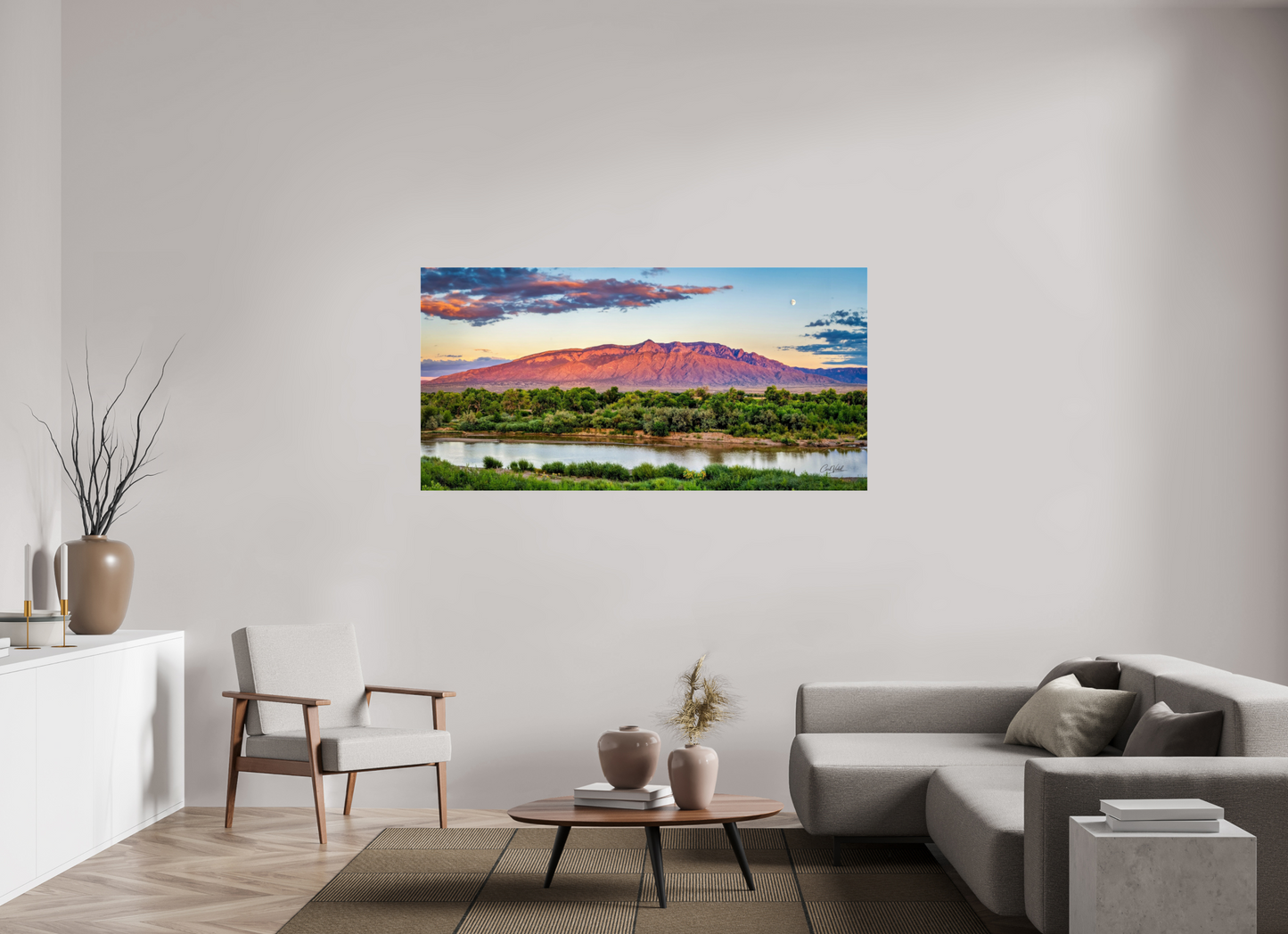 70 x 35″, Photo Print Under Acrylic Glass Sandia Sunset Over The Bosque
