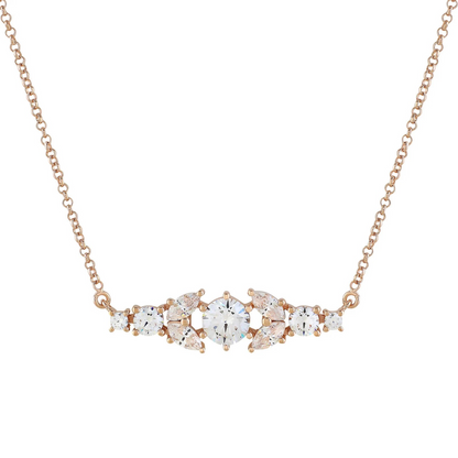 Rose Gold Crystal Bar Necklace