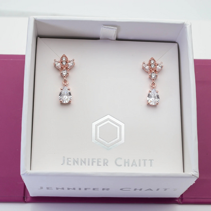 Rose Gold Antique Chandelier CZ Drop Earrings