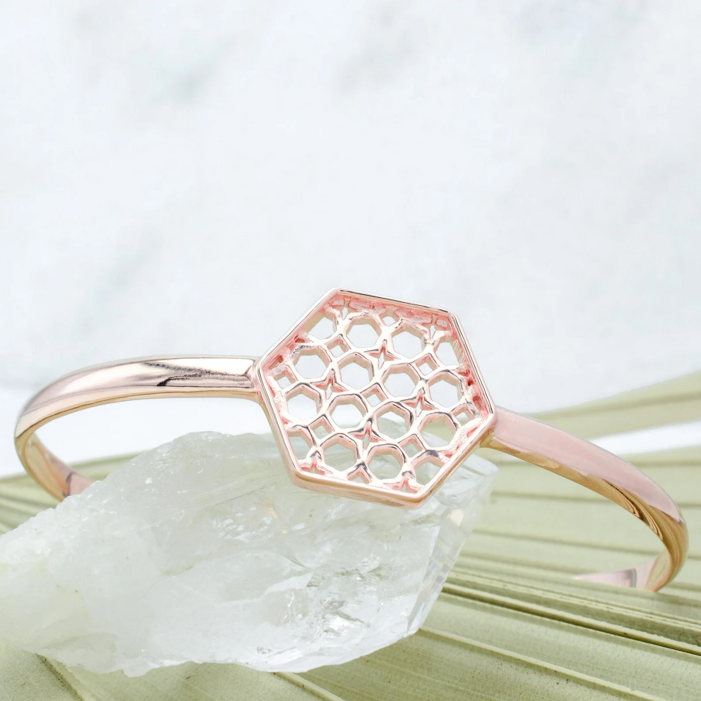 Rose Gold Hex Filigree Bracelet